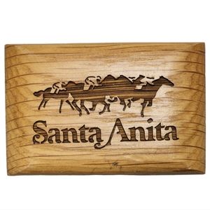 Santa Anita Wooden Oak Belt Buckle Lazer Cut